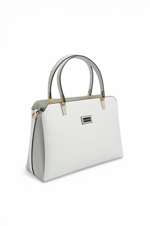 Silver & Polo SP9721 Kadın El Çantası Düz Beyaz-A.Gri