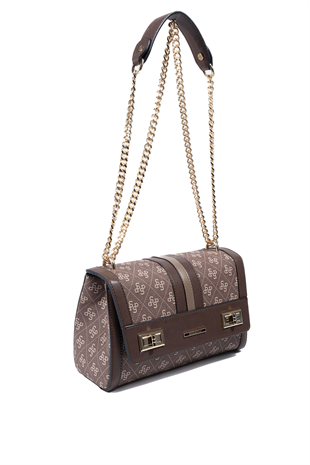 Silver & Polo SP1139 Kadın Çapraz Çanta Monogram Kahve