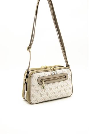 Silver & Polo SP899 Kadın Çapraz Çanta Monogram Bej-Kum