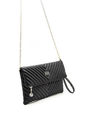 Silver & Polo SP1134 Kadın Portföy & Clutch Kapitone V Siyah