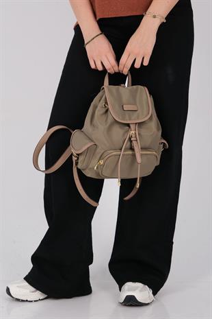 1207 Kadın Sırt Çantası  Yeşil-Kum