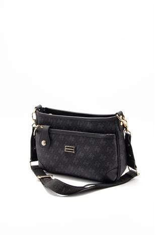 Silver & Polo SP1160 Kadın Çapraz Çanta Monogram Siyah