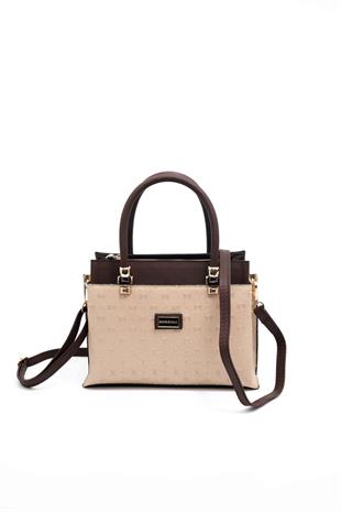 Silver & Polo SP826 Kadın El Çantası Logolu Nut-Kahve
