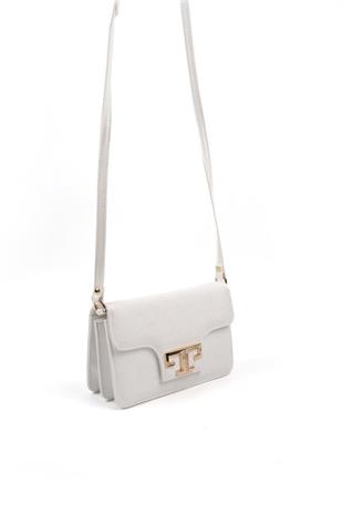 Silver & Polo SP1170 Kadın Çapraz Çanta Logolu Beyaz-Beyaz