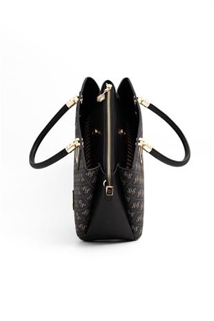 Silver & Polo SP1000 Kadın El Çantası Monogram Füme-Siyah