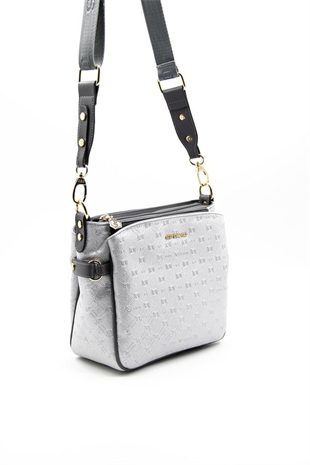 Silver & Polo SP884 Kadın Çapraz Çanta Logolu A.Gümüş-Antrasit