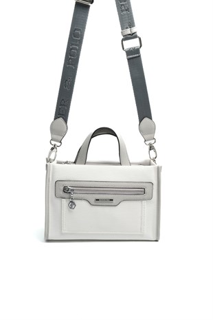 Silver & Polo SP1271 Kadın El Çantası Petek Beyaz-A.Gri