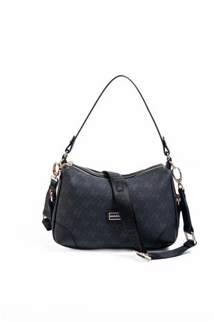 Silver Polo SP1269 Kadın Omuz Çantası Monogram Siyah-Siyah