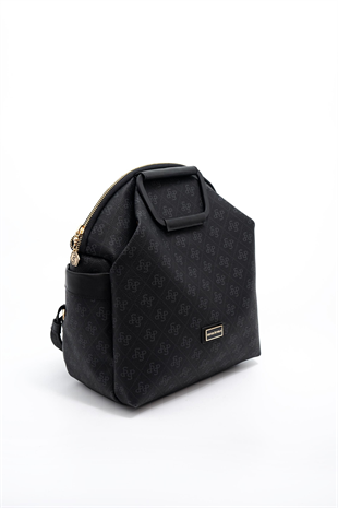 Silver & Polo SP771 Kadın Sırt Çantası Monogram Siyah-Siyah