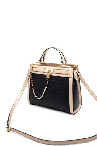 Silver & Polo SP1166 Kadın El Çantası Logolu Siyah-S.Nut