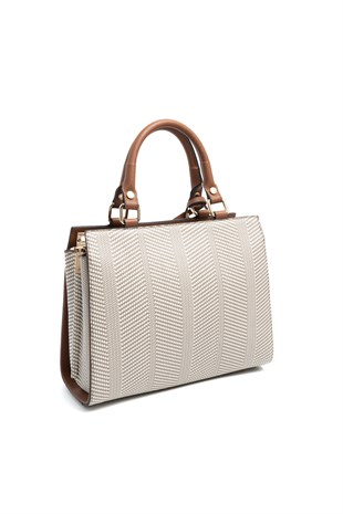 Silver & Polo SP1174 Kadın El Çantası Hasır Bej-Taba