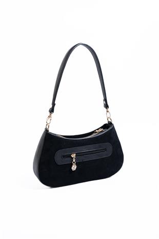 Silver & Polo SP1251 Kadın Omuz Çantası Süet Siyah-Siyah