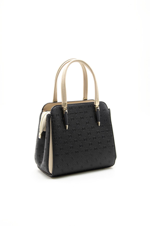 Silver & Polo SP1136 Kadın El Çantası Logolu Siyah-S.Nut