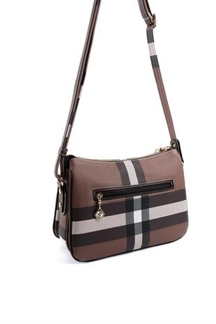 Silver & Polo SP818 Kadın Çapraz Çanta Ekose Koyu Kahve-Kahve