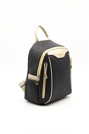 Silver & Polo SP906 Kadın Sırt Çantası Logolu Siyah-S.Nut