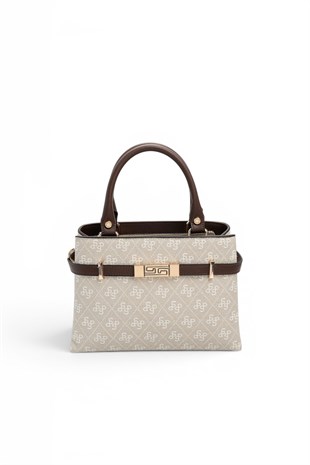 Silver Polo Taş - Kahve Monogram Kadın El Çantası SP1149