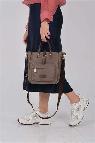 Silver & Polo SP1218 Kadın El Çantası Saten Kum-Kahve