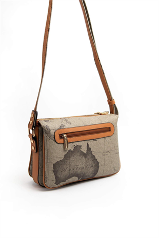 Silver & Polo SP784 Kadın Çapraz Çanta Harita Haki-A.Taba