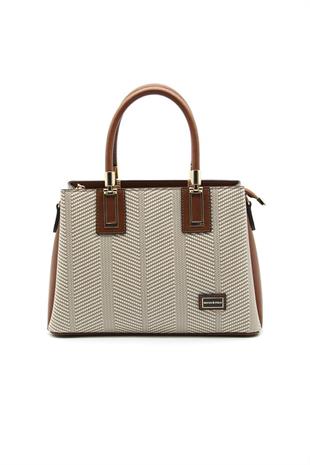 Silver & Polo SP1000 Kadın El Çantası Hasır Bej-Taba