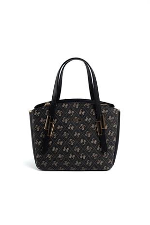 Silver & Polo SP1021 Kadın El Çantası Monogram Füme-Siyah