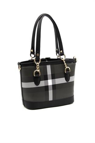 Silver & Polo SP1155 Kadın El Çantası Ekose Siyah