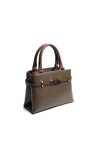 Silver & Polo SP1149 Kadın El Çantası Düz Zeytuni-Kahve
