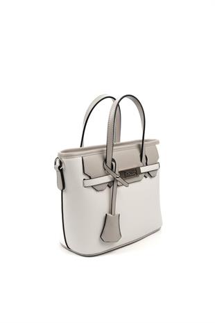 Silver & Polo SP1185 Kadın El Çantası Düz Beyaz-A.Gri