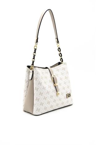 Silver Polo SP974 Kadın Omuz Çantası Monogram Bej-Kum