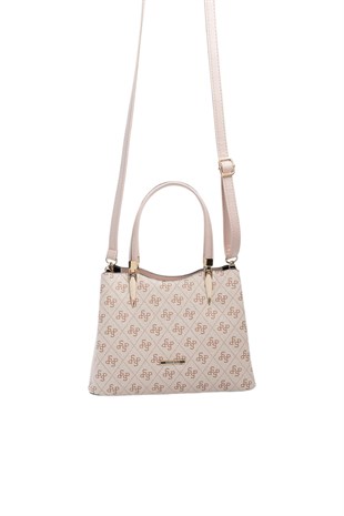 Silver Polo Pembe - Pudra Monogram Kadın El Çantası SP1205