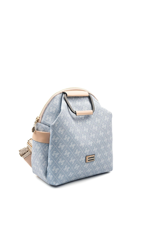 Silver & Polo SP771 Kadın Sırt Çantası Monogram Mavi-Ten