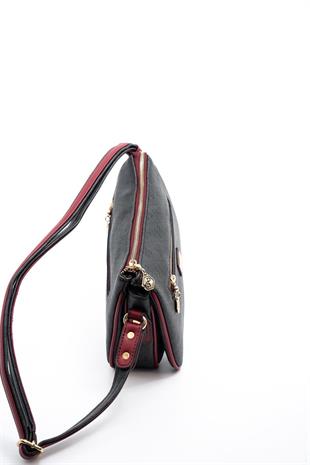 Silver & Polo SP818 Kadın Çapraz Çanta Monogram Antrasit-Bordo