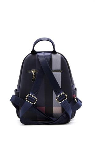 Silver & Polo SP906 Kadın Sırt Çantası Ekose Lacivert