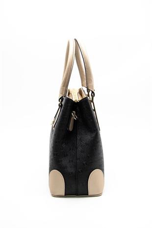 Silver & Polo SP667 Kadın El Çantası Logolu Siyah-S.Nut