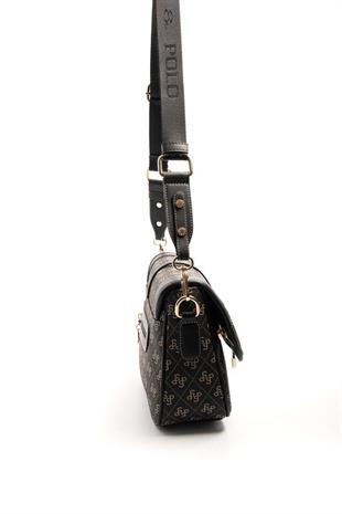 Silver & Polo SP1182 Kadın Çapraz Çanta Monogram Füme-Siyah
