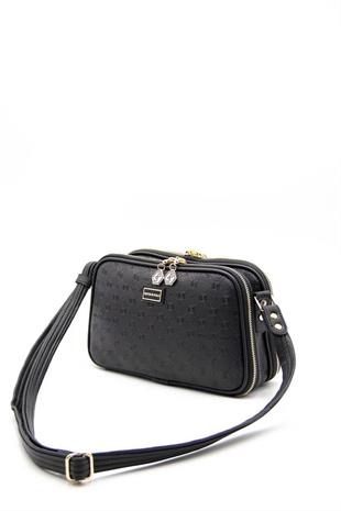 Silver & Polo SP899 Kadın Çapraz Çanta Logolu Siyah-Siyah