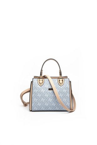 Silver & Polo SP1133 Kadın El Çantası Monogram Mavi-Ten