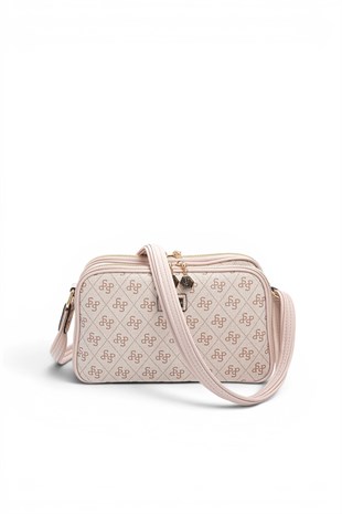 Silver Polo Pembe - Pudra Monogram Kadın Çapraz Çanta SP899