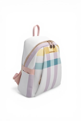 Silver & Polo SP926 Kadın Sırt Çantası Ekose Lila-Pembe