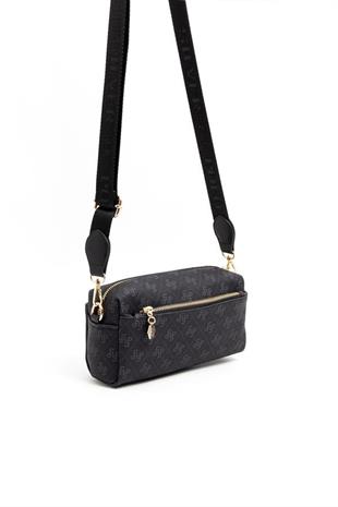 Silver & Polo SP1142 Kadın Çapraz Çanta Monogram Siyah