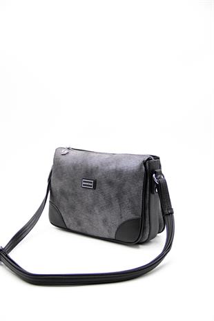 Silver & Polo SP784 Kadın Çapraz Çanta Petek M.Gümüş-Siyah