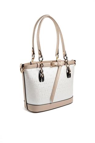 Silver & Polo SP1155 Kadın El Çantası Logolu Sedef-S.Nut