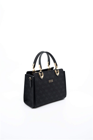 Silver & Polo SP1133 Kadın El Çantası Monogram Siyah-Siyah