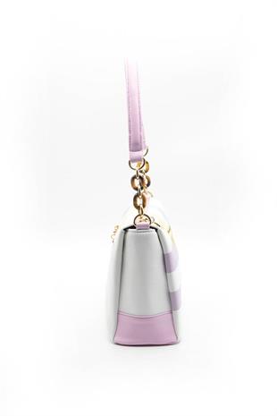 Silver & Polo SP910 Kadın Çapraz Çanta Ekose Lila-Pembe