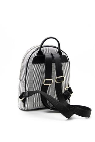Silver & Polo SP1062 Kadın Sırt Çantası Hasır Siyah Beyaz-Siyah
