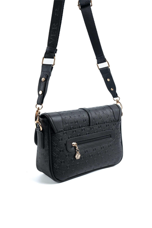 Silver & Polo SP1182 Kadın Çapraz Çanta Logolu Siyah-Siyah