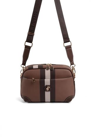 Silver Polo Koyu Kahve - Kahve Ekose Kadın Çapraz Çanta SP1094