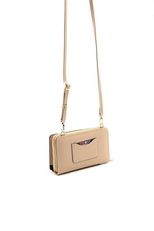 Silver & Polo SP1138 Kadın Telefon Çantası Monogram Koyu Bej-Ten