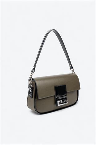 Silver & Polo Haki - Siyah SP1179 Kadın Omuz Çantası