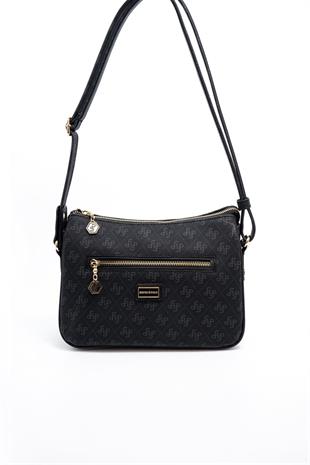 Silver & Polo SP818 Kadın Çapraz Çanta Monogram Siyah