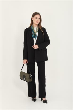 Silver & Polo Haki - Siyah SP1179 Kadın Omuz Çantası